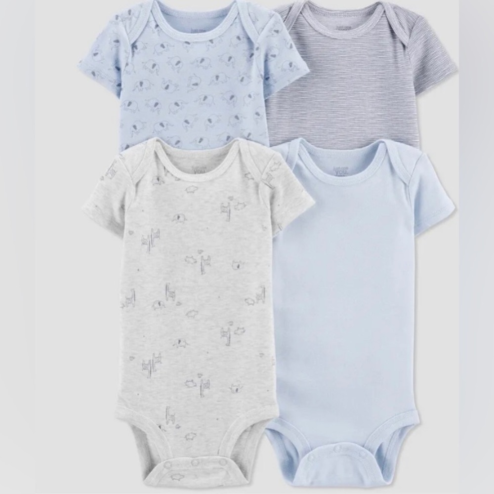 Just One You By Carter’s Baby Boy 4 Short Sleeve Bodysuits Gift Bag Size Preemie